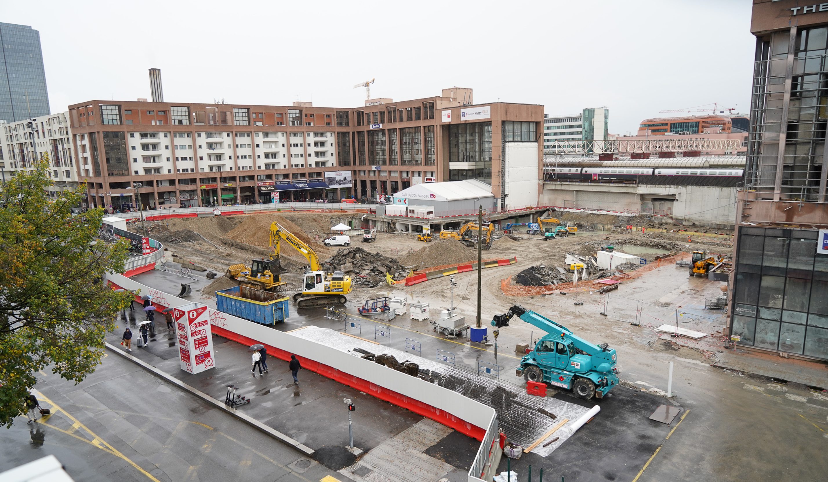 Chantier de la Gare Lyon Part-Dieu vu depuis la base vie en octobre 2019